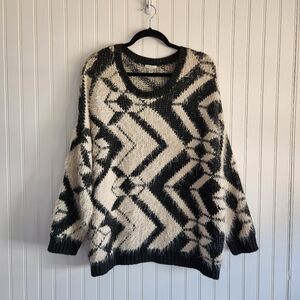 ECOTE Urban Outfitters Black Cream Eyelash Graphic Print Sweater size Small